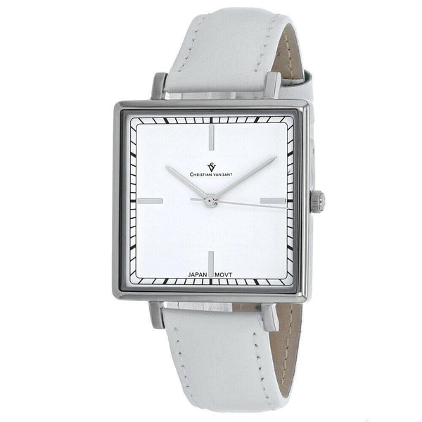 Christian Van Sant Women's CV0410 Callista  White Leather Watch