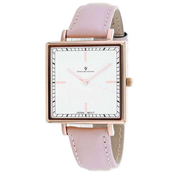 Christian Van Sant Women's CV0414 Callista  Pink Leather Watch