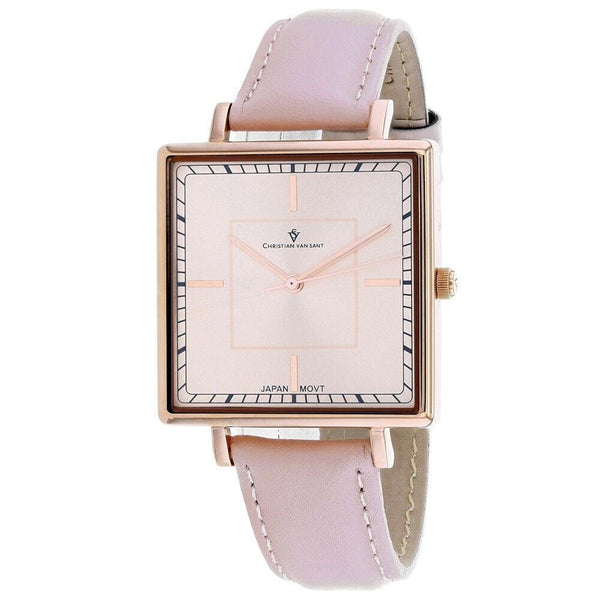 Christian Van Sant Women's CV0417 Callista  Pink Leather Watch