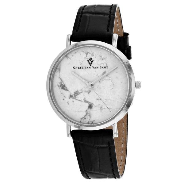 Christian Van Sant Women's CV0420BK Lotus Black Leather Watch