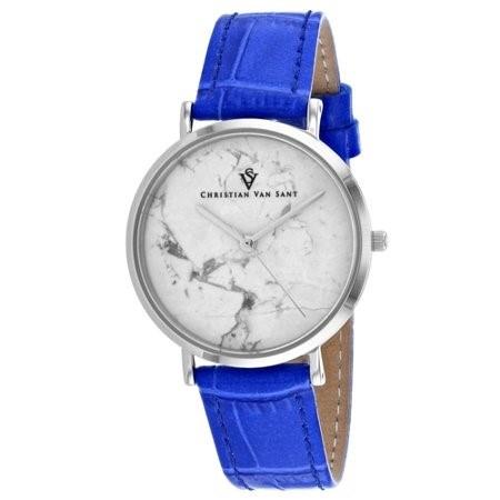 Christian Van Sant Women's CV0420 Lotus Blue Leather Watch