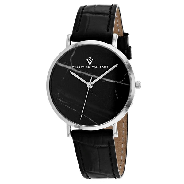 Christian Van Sant Women's CV0421BK Lotus Black Leather Watch