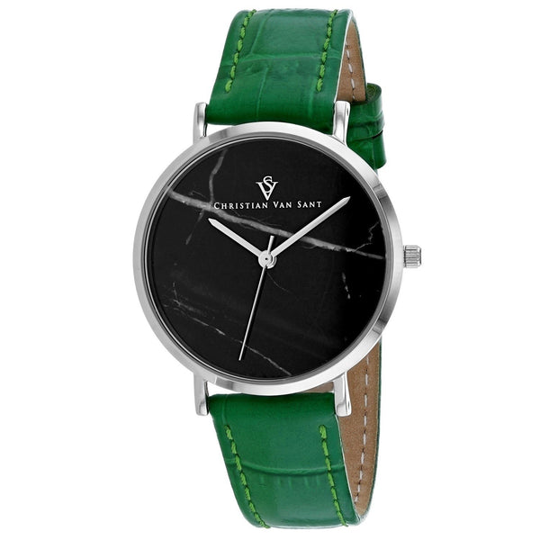 Christian Van Sant Women's CV0421 Lotus Green Leather Watch