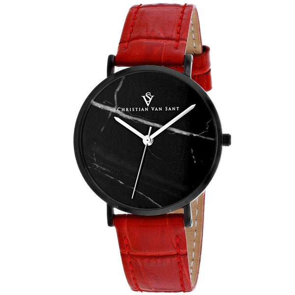 Christian Van Sant Women's CV0424RD Lotus  Red Leather Watch