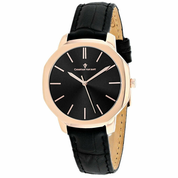 Christian Van Sant Women's CV0504 Octave Slim Black Leather Watch