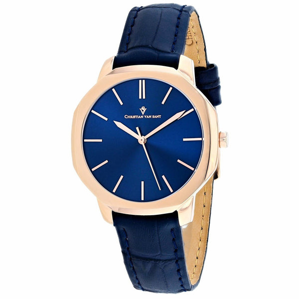 Christian Van Sant Women's CV0505 Octave Slim Blue Leather Watch
