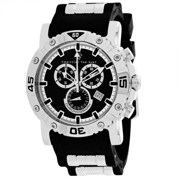 Christian Van Sant Men's CV0510 Cosenza Chronograph Black Silicone Watch