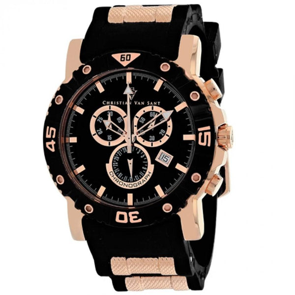 Christian Van Sant Men's CV0511 Cosenza Chronograph Black Silicone Watch