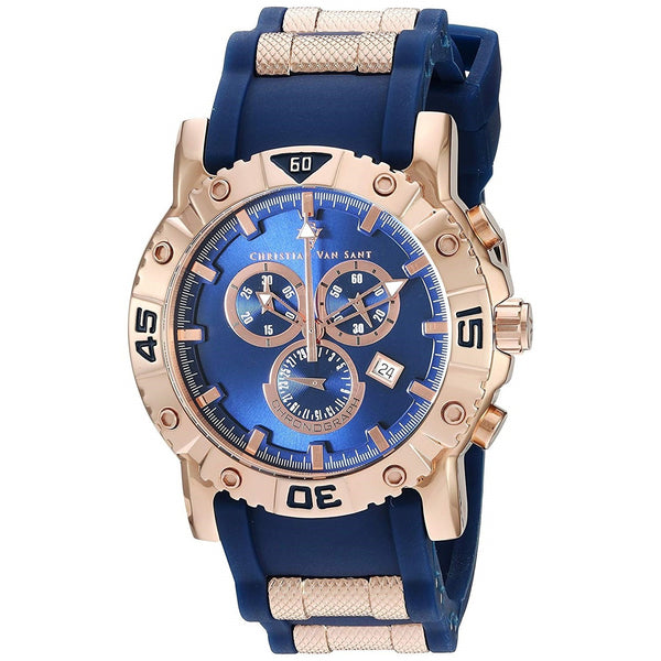 Christian Van Sant Men's CV0513 Cosenza Chronograph Blue Silicone Watch