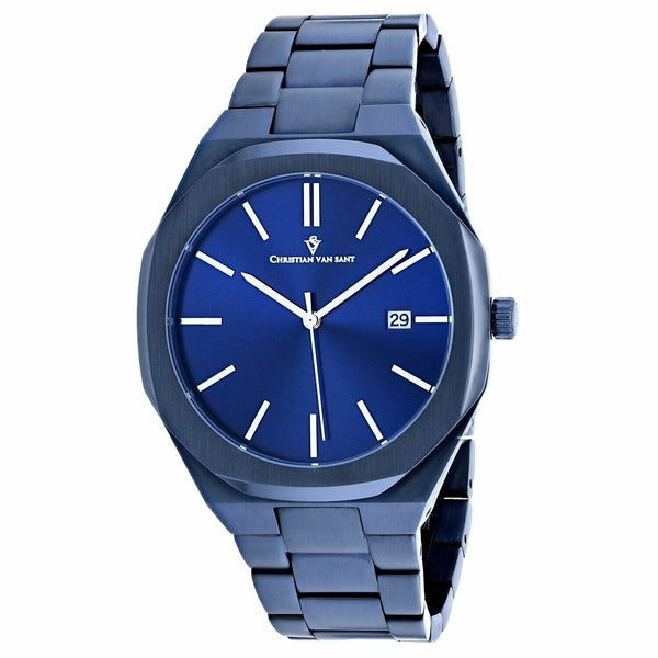Christian Van Sant Men's CV0526 Octavius Slim Blue Stainless Steel Watch