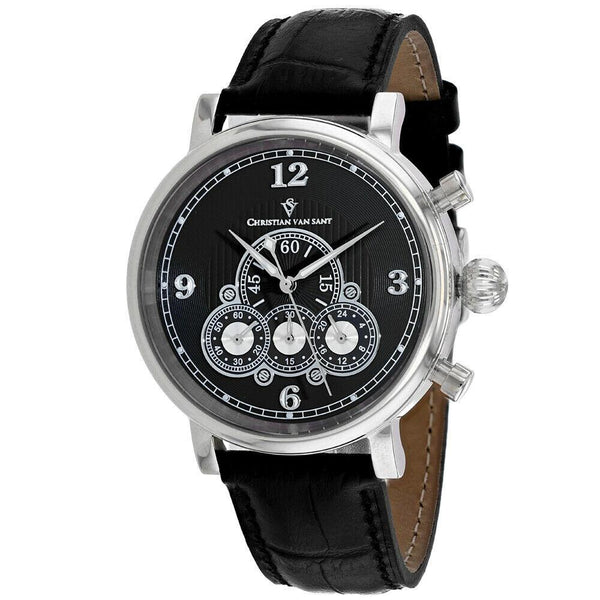 Christian Van Sant Men's CV0711 Dominion  Chronograph Black Leather Watch