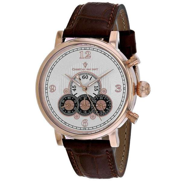 Christian Van Sant Men's CV0715 Dominion  Chronograph Brown Leather Watch