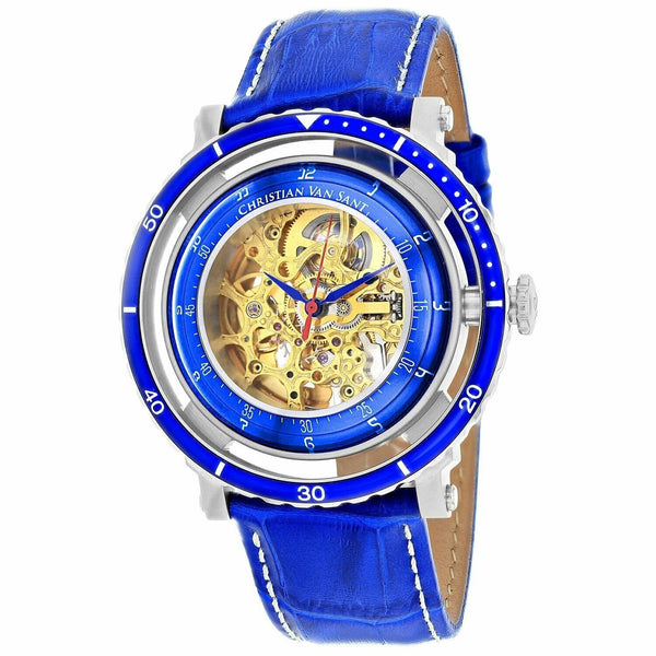 Christian Van Sant Men's CV0740 Dome Blue Leather Watch