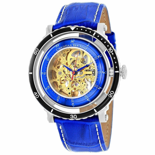 Christian Van Sant Men's CV0741 Dome Blue Leather Watch