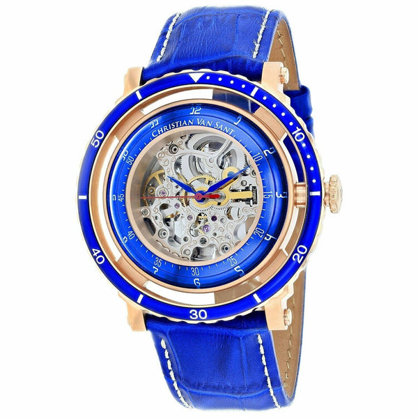 Christian Van Sant Men's CV0742 Dome Blue Leather Watch