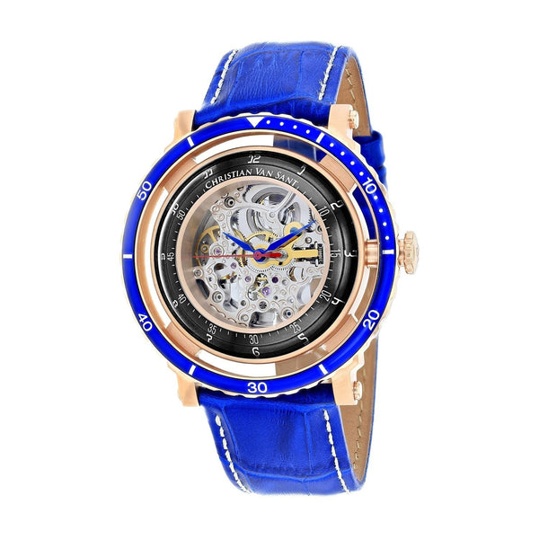 Christian Van Sant Men's CV0743 Dome Blue Leather Watch
