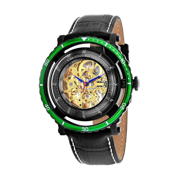 Christian Van Sant Men's CV0745 Dome Black Leather Watch