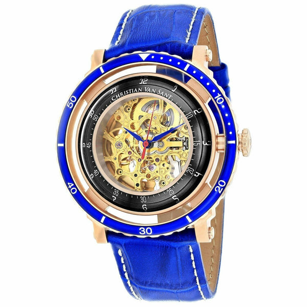 Christian Van Sant Men's CV0746 Dome Blue Leather Watch