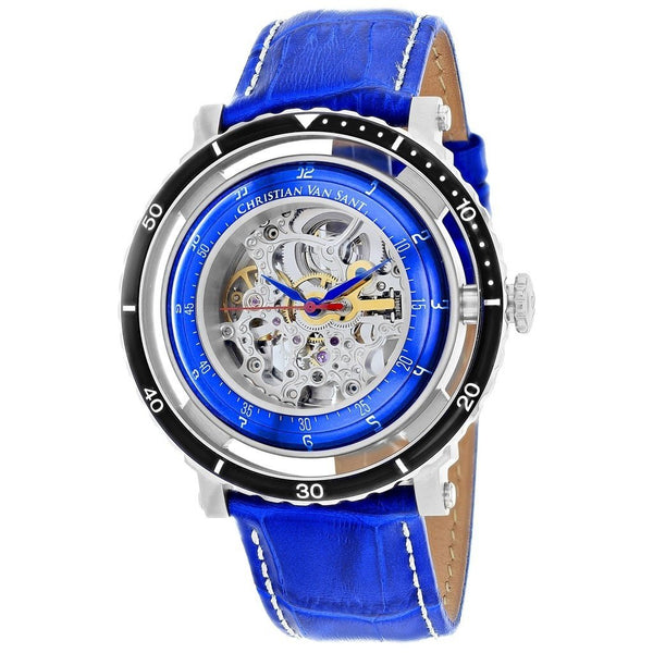 Christian Van Sant Men's CV0747 Dome Blue Leather Watch