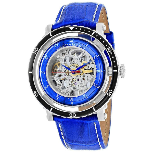 Christian Van Sant Men's CV0748 Dome  Blue Leather Watch