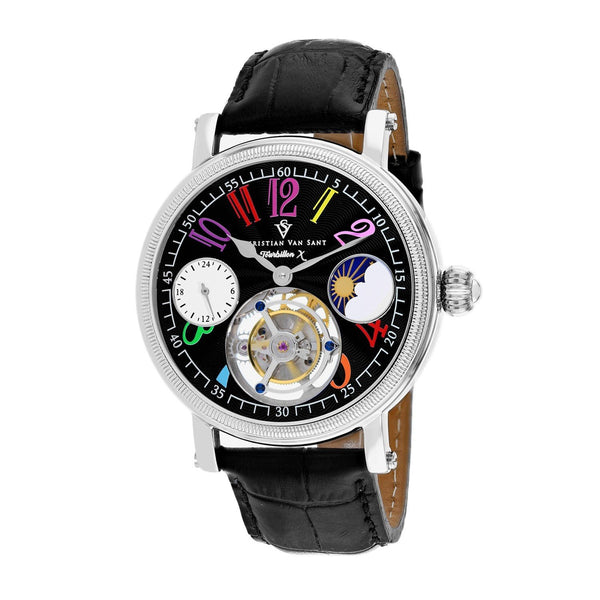 Christian Van Sant Men's CV0990 Tourbillon X Limited Edition Black Leather Watch