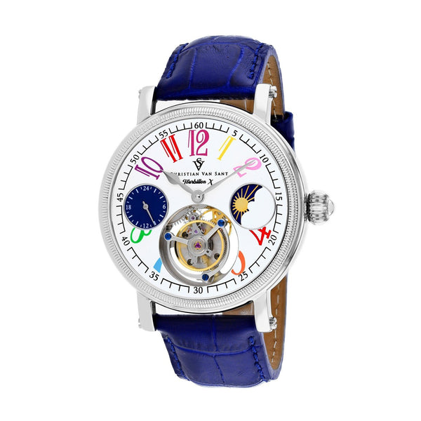 Christian Van Sant Men's CV0991 Tourbillon X Limited Edition Blue Leather Watch