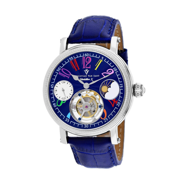 Christian Van Sant Men's CV0992 Tourbillon X Limited Edition Blue Leather Watch