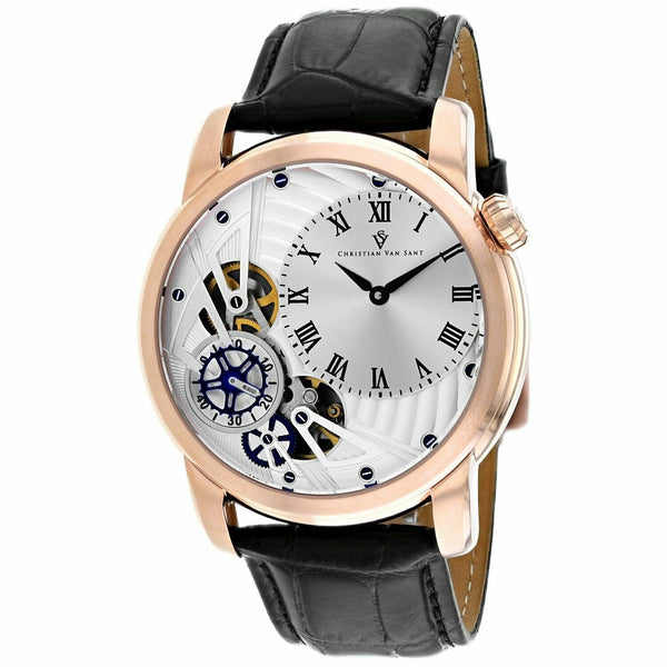 Christian Van Sant Men's CV1545 Sprocket Black Leather Watch