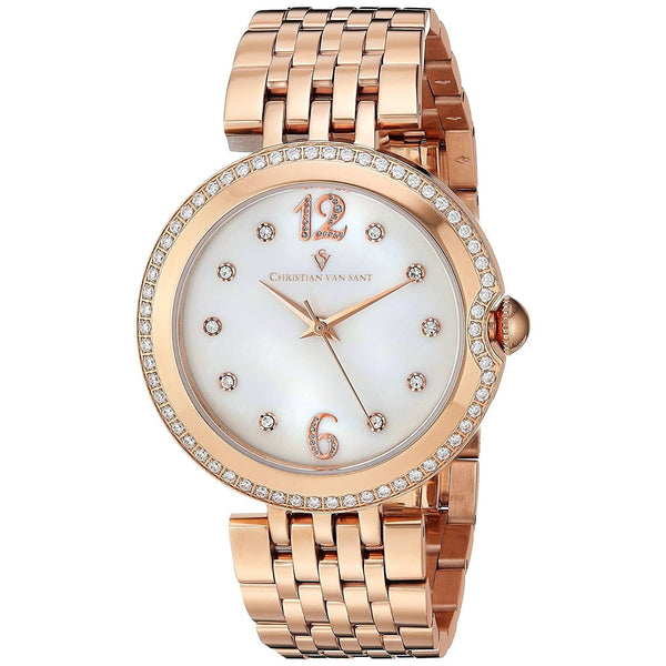 Christian Van Sant Women's CV1612 Jasmine Crystal Rose Gold-Tone Stainless Steel Watch