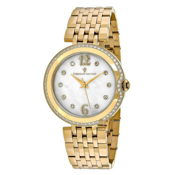 Christian Van Sant Women's CV1615 Jasmine Crystal Gold-Tone Stainless Steel Watch