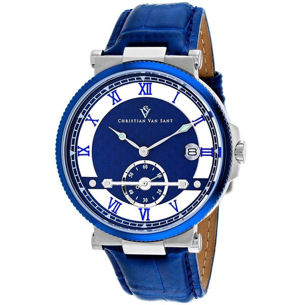 Christian Van Sant Men's CV1700 Clepsydra Blue Leather Watch