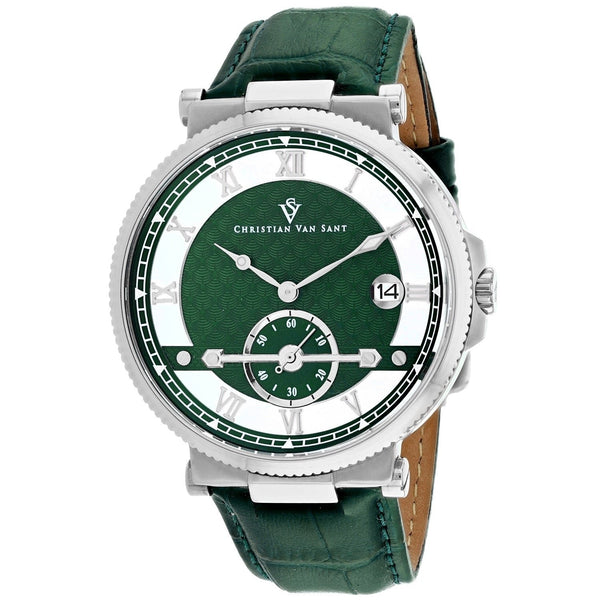 Christian Van Sant Men's CV1701 Clepsydra Green Leather Watch