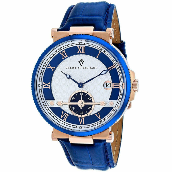 Christian Van Sant Men's CV1702 Clepsydra Blue Leather Watch
