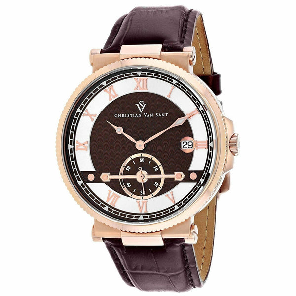 Christian Van Sant Men's CV1704 Clepsydra Brown Leather Watch