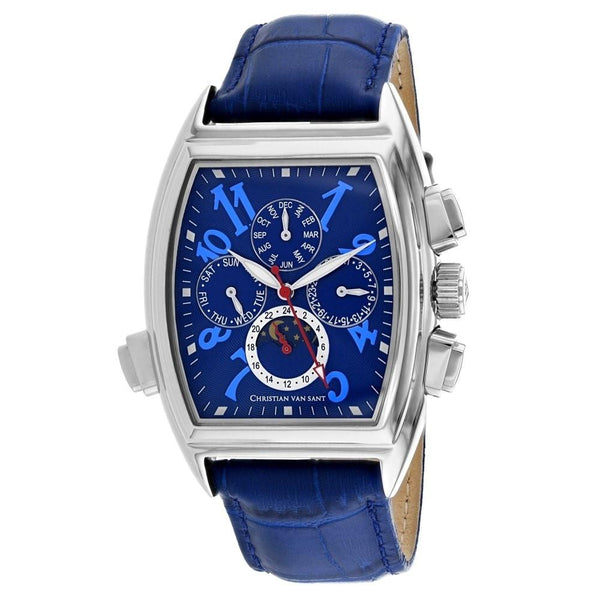 Christian Van Sant Men's CV2135 Grandeur Blue Leather Watch