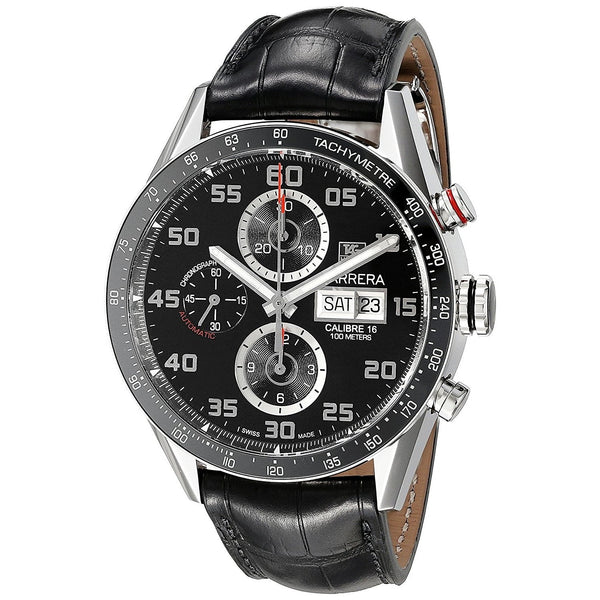 Tag Heuer Men's CV2A1R.FC6235 Carrera Chronograph Automatic Black Leather Watch