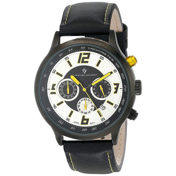 Christian Van Sant Men's CV3120 Speedway Chronograph Black Leather Watch