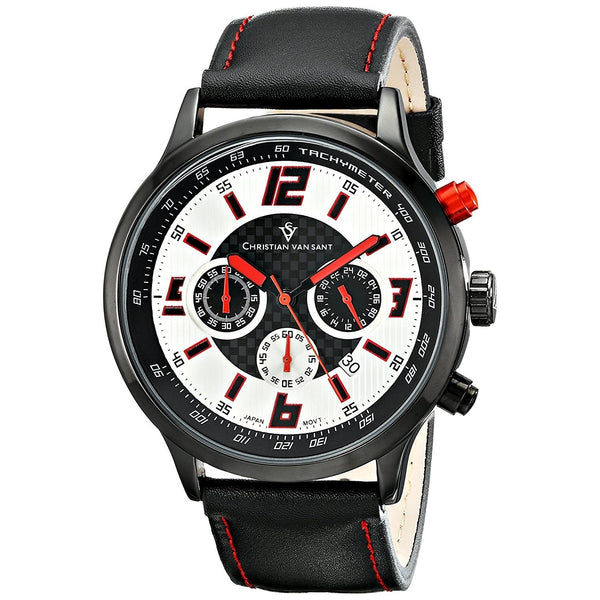 Christian Van Sant Men's CV3122 Speedway Chronograph Black Leather Watch