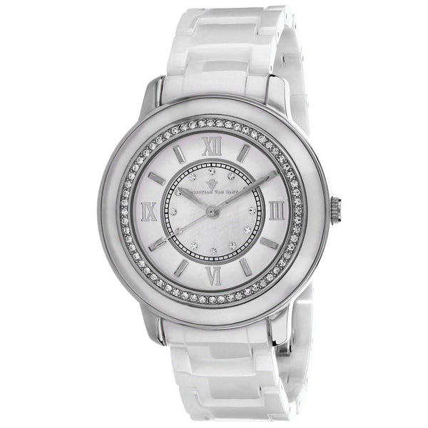 Christian Van Sant Women's CV3210 Clay Crystal White Ceramic Watch