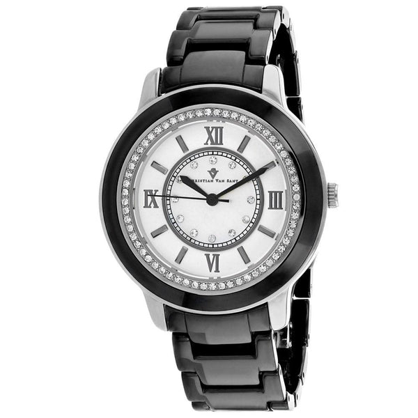 Christian Van Sant Women's CV3211 Clay Crystal Black Ceramic Watch