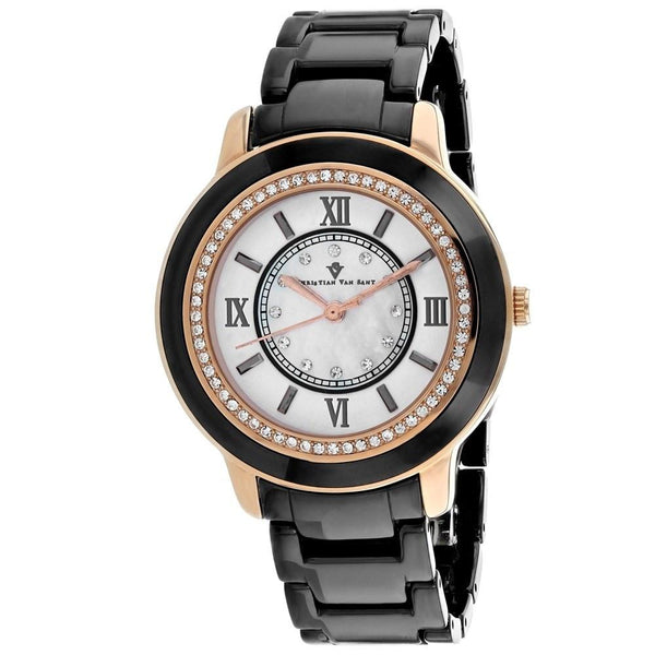 Christian Van Sant Women's CV3213 Clay Crystal Black Ceramic Watch