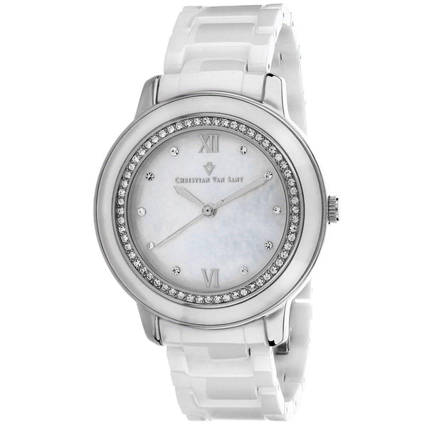 Christian Van Sant Women's CV3214 Clay Crystal White Ceramic Watch
