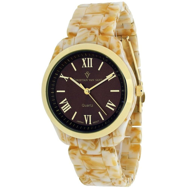 Christian Van Sant Women's CV3412 Granite Marble Beige Plastic Watch