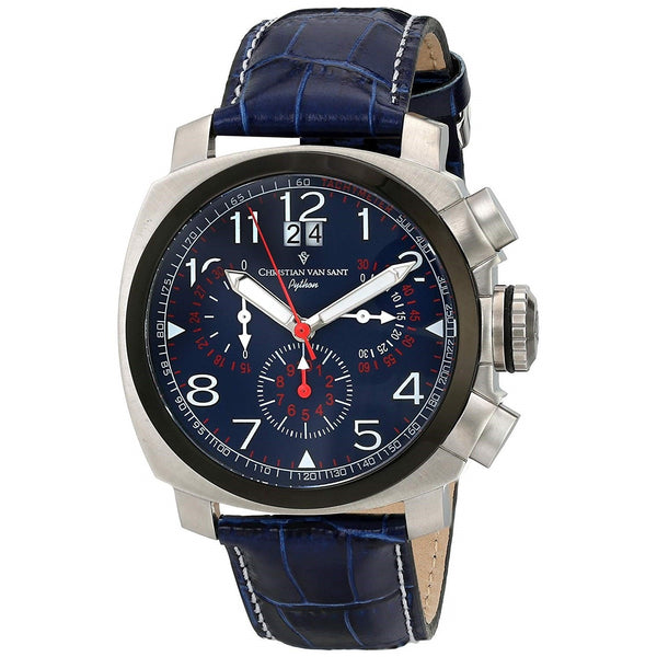 Christian Van Sant Men's CV3AU3 Grand Python Chronograph Blue Leather Watch
