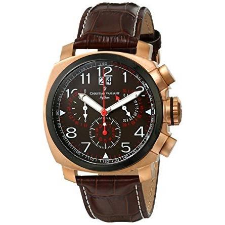 Christian Van Sant Men's CV3AU4 Grand Python Chronograph Brown Leather Watch