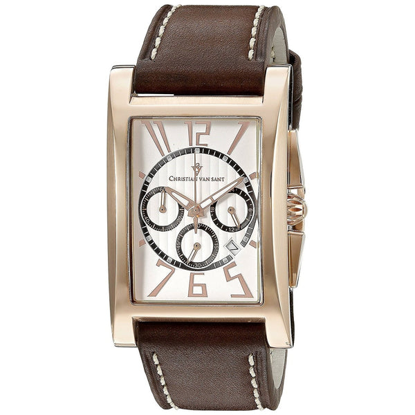Christian Van Sant Men's CV4515 Cannes Chronograph Brown Leather Watch