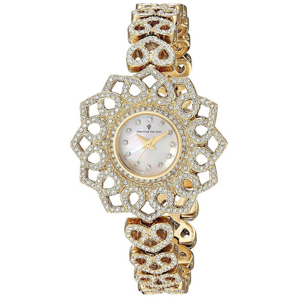 Christian Van Sant Women's CV4811 Chantilly Crystal Gold-Tone Stainless Steel with Sets of Crystal Watch