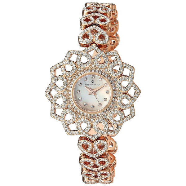 Christian Van Sant Women's CV4812 Chantilly Crystal Rose Gold-Tone Stainless Steel with Sets of Crystal Watch