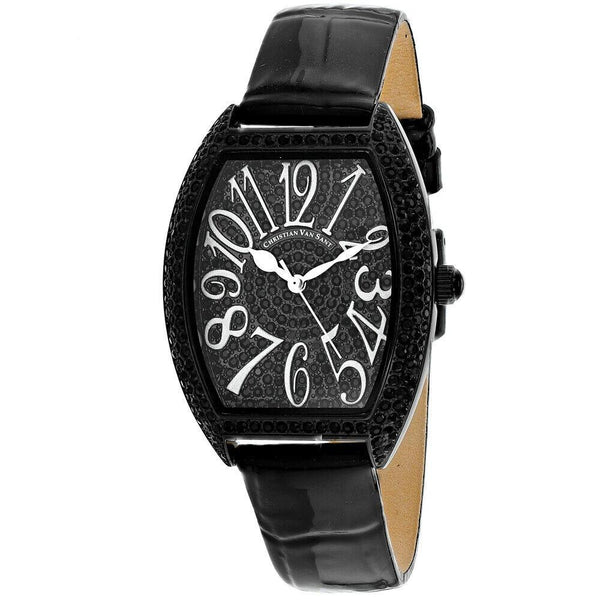 Christian Van Sant Women's CV4823 Elegant  Black Leather Watch
