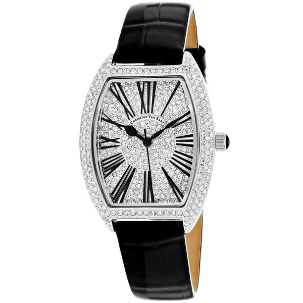 Christian Van Sant Women's CV4840 Chic  Black Leather Watch
